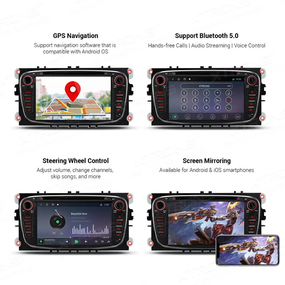 Мультимедийный плеер XTRONS на Android 10 0 с 7 &quotGPS для FORD Focus II Mondeo C Max S Galaxy Kuga 2008 2012 RCA