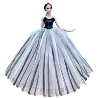 fashion black white striped wedding party gown 16 bjd doll clothes for barbie princess dresses 11 5 dolls accessories toy gift