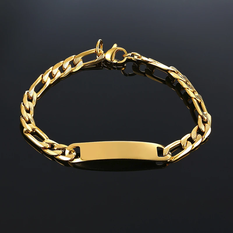 Парные ювелирные изделия Фигаро ссылка ID браслет Персонализация гравируемые