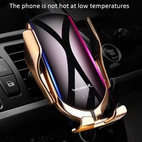 r1 automatic clamping 10w car wireless charger for iphone xs huawei lg infrared induction qi wireless charger car phone holder