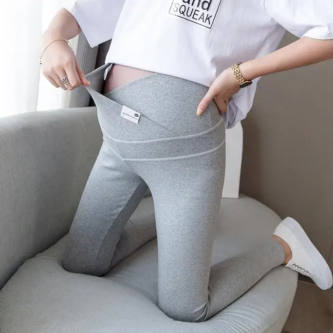 Серый 1911# Autumn Winter Skinny Maternity Legging Across V Low Waist Belly Legging for Pregnant Women Cotton Pregnancy Pencil Pants - Цвет: Серый