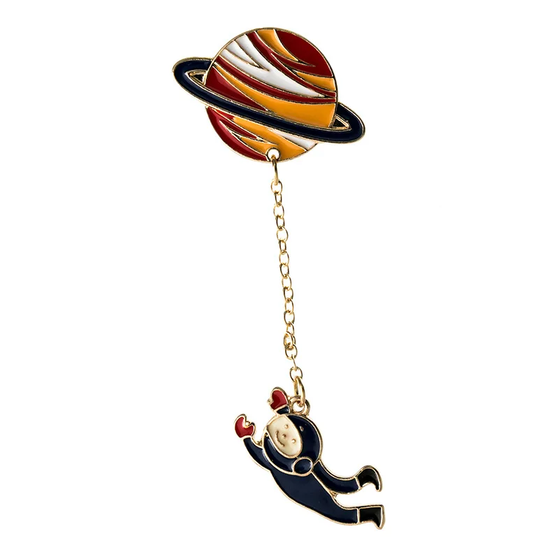 2019 мода мультфильм милый сплав земли планеты астронавт эмалированная Брошь для