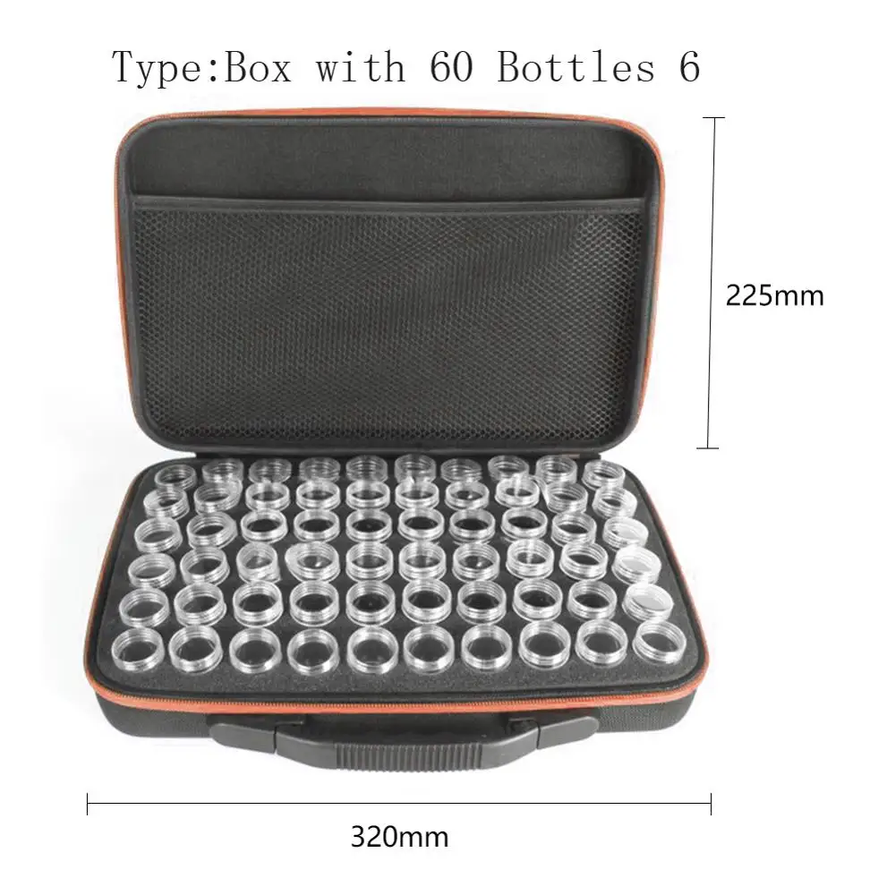 Box with 60 Bottles 60 бутылок Алмазная картина коробка для хранения вышивка алмазная живопись контейнер коробка для хранения инструмент Чехол Держатель ручная сумка на молнии - Цвет: Box with 60 Bottles