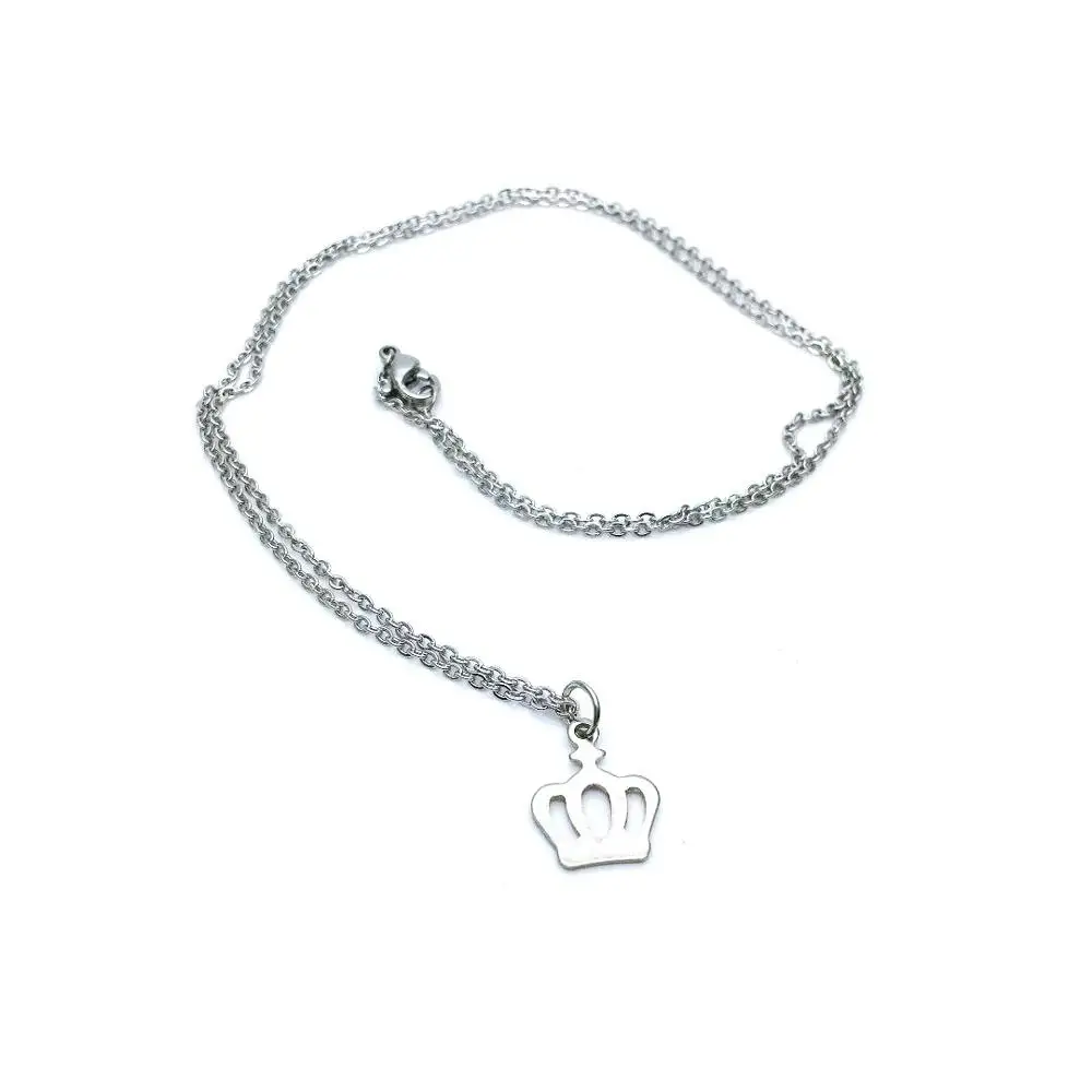 Модные женские цепочки из нержавеющей стали ожерелье с подвеской в виде короны