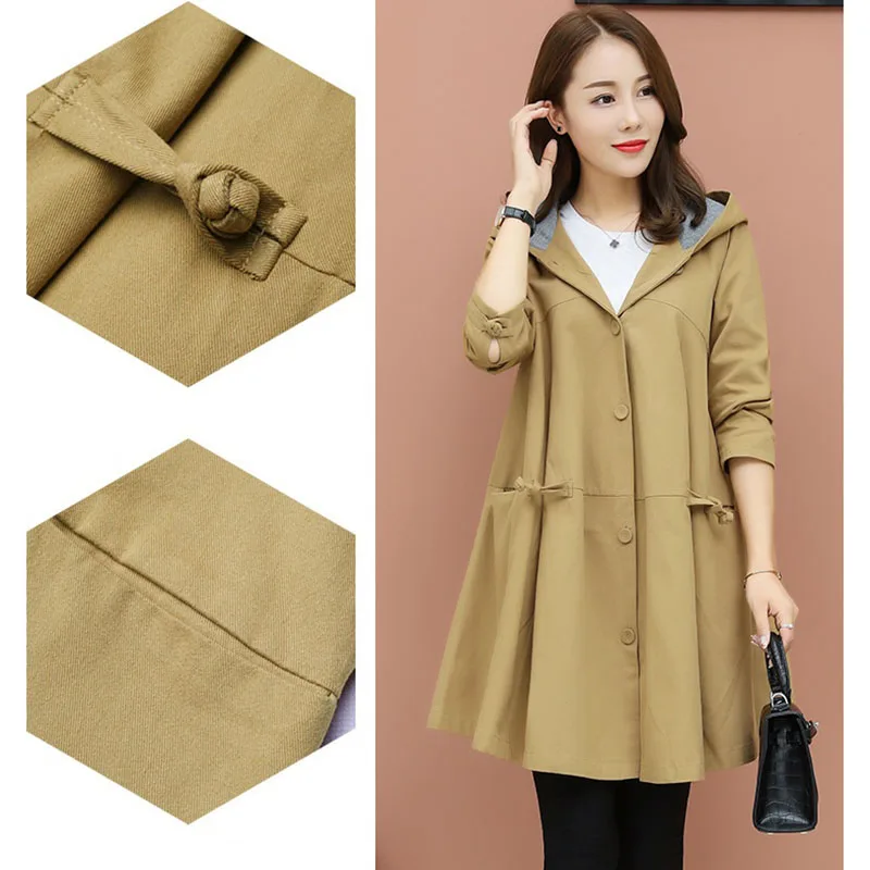 

Women Trench Coat Female Long Sleeve Hooded Coat 2020 New Loose cloak Outerwear Women's Spring Autumn Solid Color Casual Coats