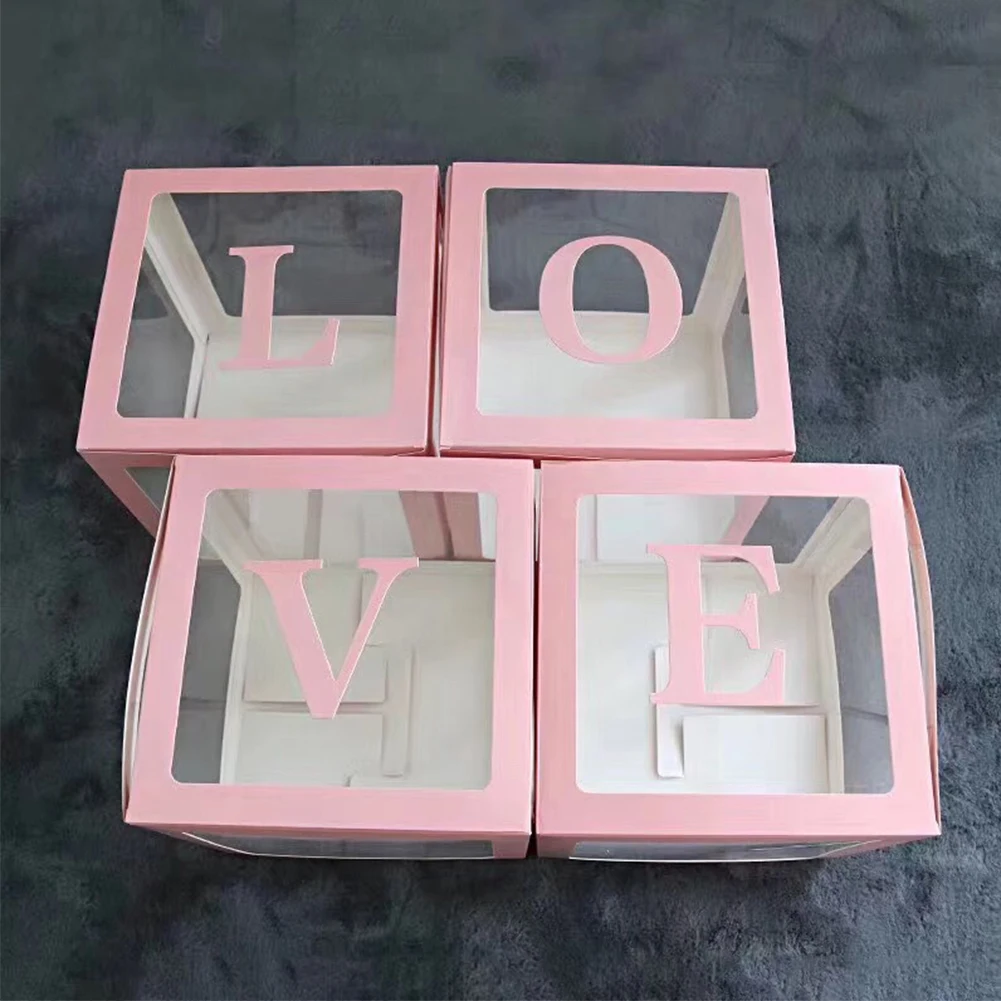 4 шт. DIY легкий Свадебный декор прозрачные вечерние воздушные шары коробка Домашний квадратный простой буквенный принт детский душ легко установить