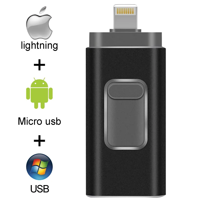 IPhone USB флэш-накопитель 32 Гб OTG Флешка 64 ГБ флеш-память ручка Usb ключ 3,0 для iPhone Android сотовый телефон Micro USB 512 ГБ