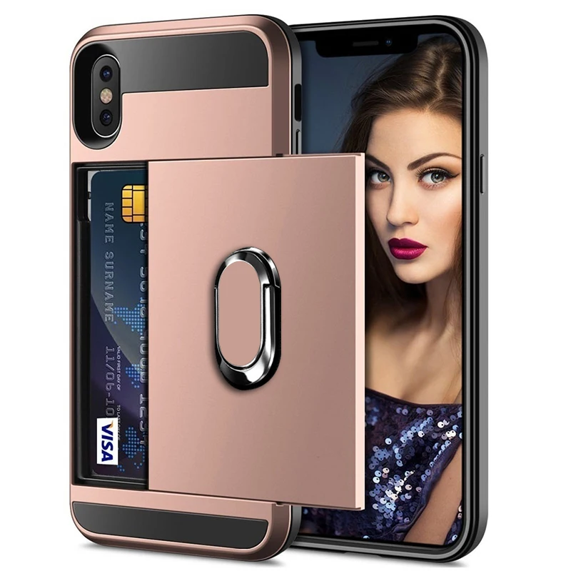 Защитный сдвигающийся ударопрочный чехол для телефона для iPhone 11 X XR XS Max Pro демонстрационный держатель для колец для iPhone 11 7 8 6 6S Plus чехол