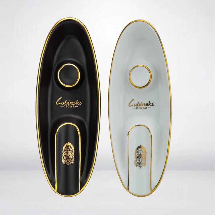 Новинка 1 шт. керамическая аштра для сигар в форме лодки окрашенная золотая линия