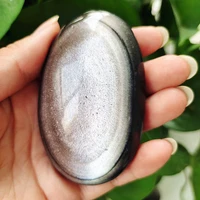 natural silver obsidian palm play palm palmstone palm stones plaything healing crystals and home decoration