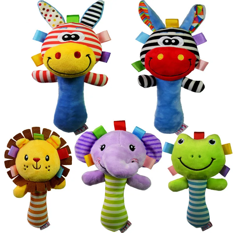 

1Pcs Soft Baby Kid Toy Ring Bell BB Baby Plush Rattle Squeaker Doll Rod 0M+Cartoon Animal Musical Early Educational Plush Toys