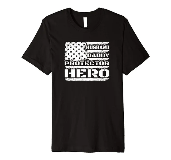 

Mens Husband Daddy Protector Hero T-Shirt Father's Day Gift Shirt O-Neck short sleeved T shirt