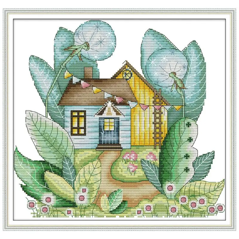 

Summer House DIY Handmade Needlework Counted 14CT Printed Cross Stitch Embroidery Kit Set Home Decoration E56C