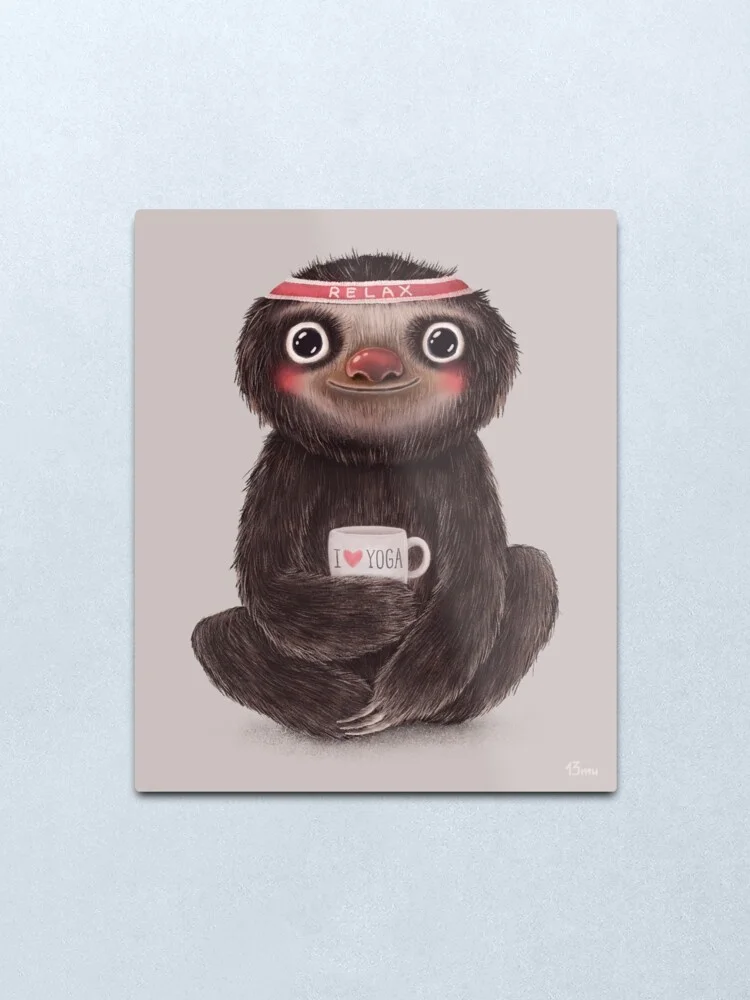 Ленивец I?yoga металлический принт жестяная вывеска домашний Настенный декор