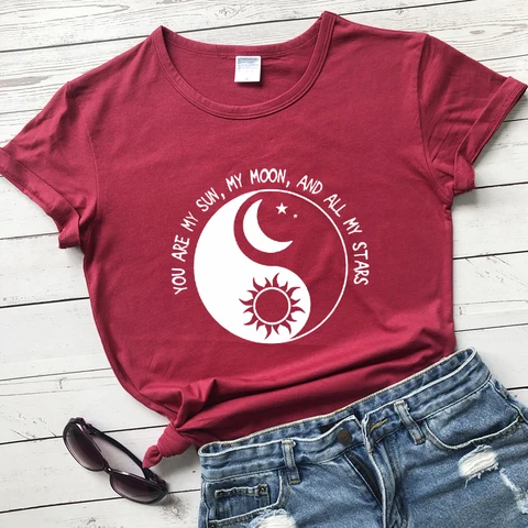 Женская футболка с надписью «You Are My Sun My Moon And All My Stars»