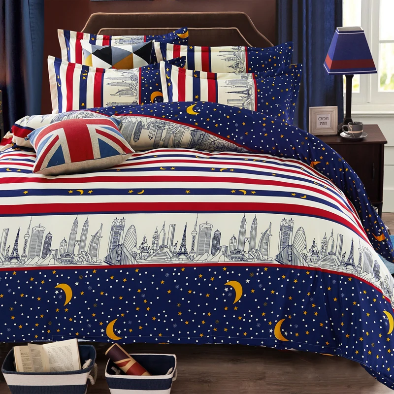 Постельное белье с изображением Луны и звезд постельные принадлежности