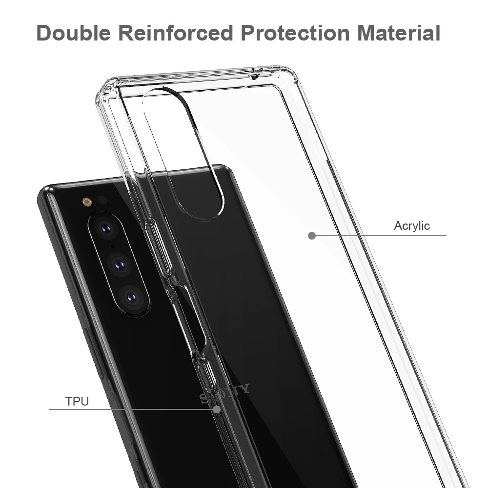 Чехол для Sony Xperia 1 10 Plus ударопрочный Прозрачный Жесткий Тонкий чехол накладка