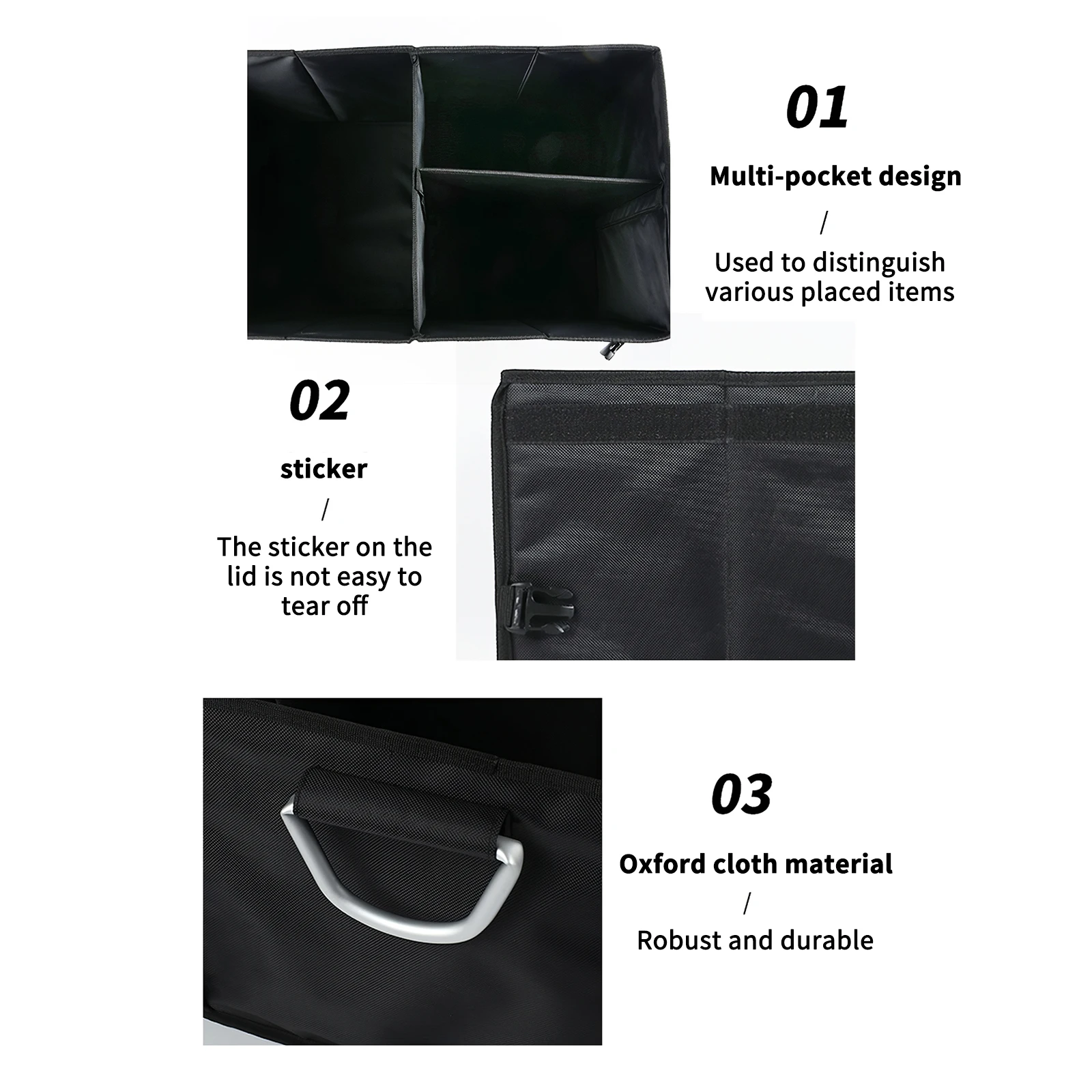 Цена TiOODRE автомобильный ящик для хранения с металлическими ручками, Складной автомобильный ящик для хранения с внешними сумками для хранения, ор...