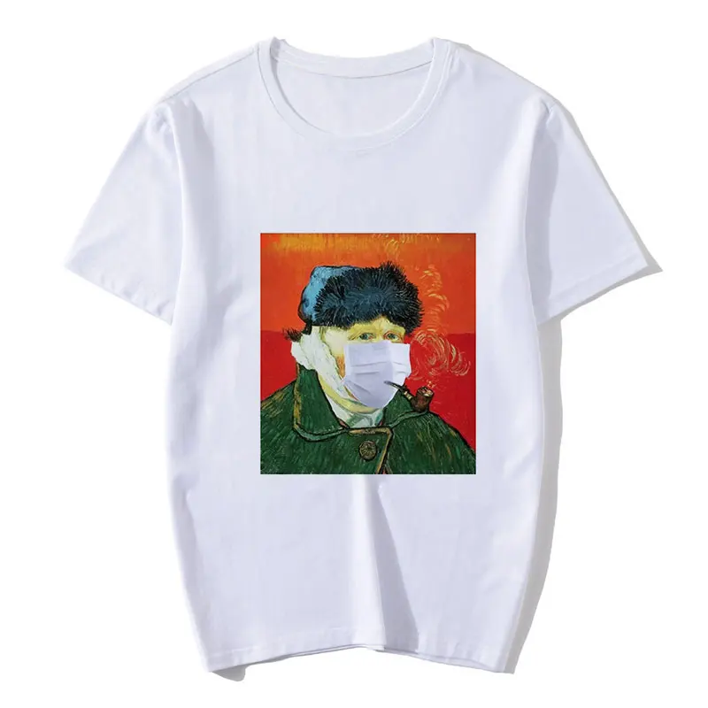 Футболка женская Мона Лиза модная повседневная одежда белая эстетичная рубашка