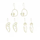 Золотистые Серебристые серьги абстрактные золотистые женские серьги для тела Пикассо женские серьги в форме проволоки серьги в виде лица подарок