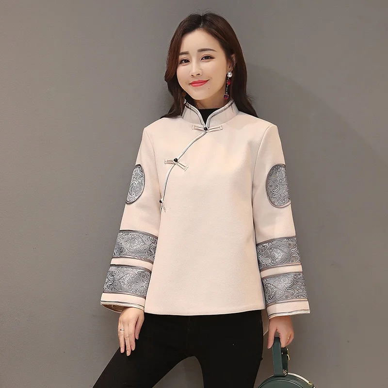 Китайские Топы Cheongsam для женщин пальто зима 2020 осенний новогодний костюм