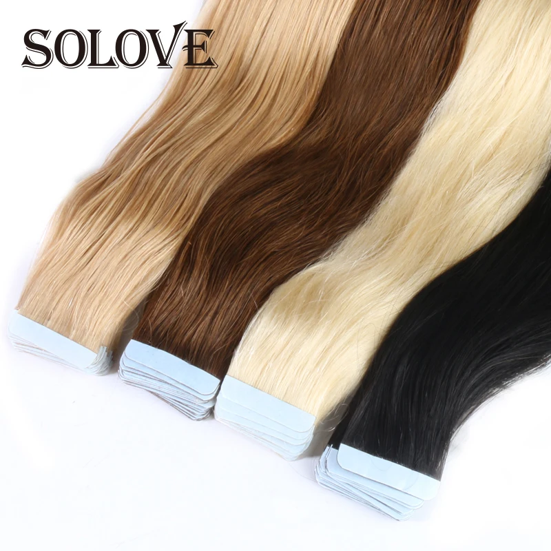 SOLOVE лента для наращивания волос Skin 100% Remy человеческие волосы 18 дюймов 20 штук 50