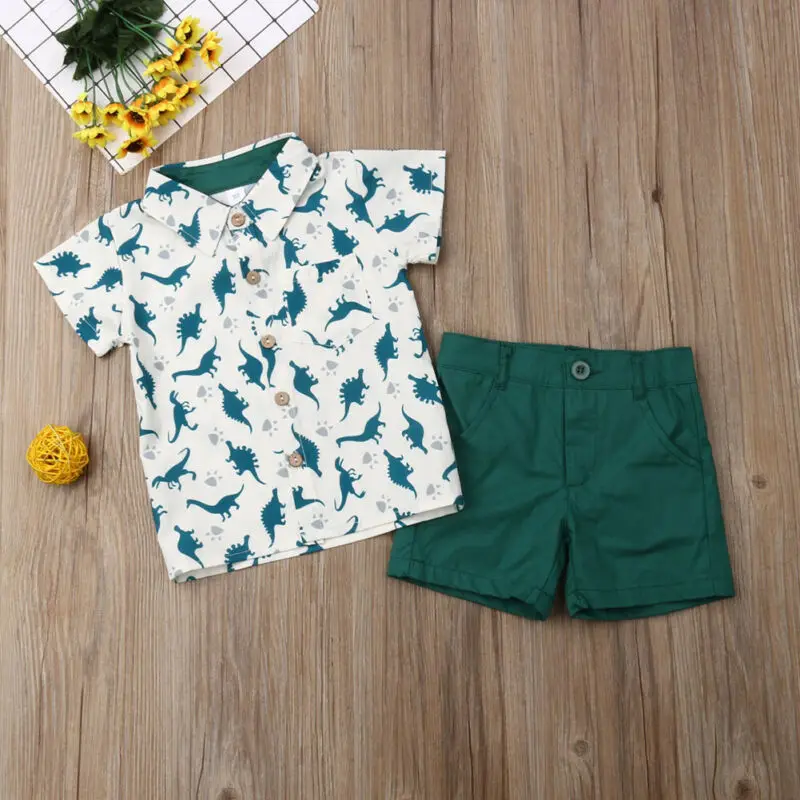 CA Toddler Infant Baby Boys 6M-5T Summer Clothes Dinosaur Tops Shorts Pants Outfit Set