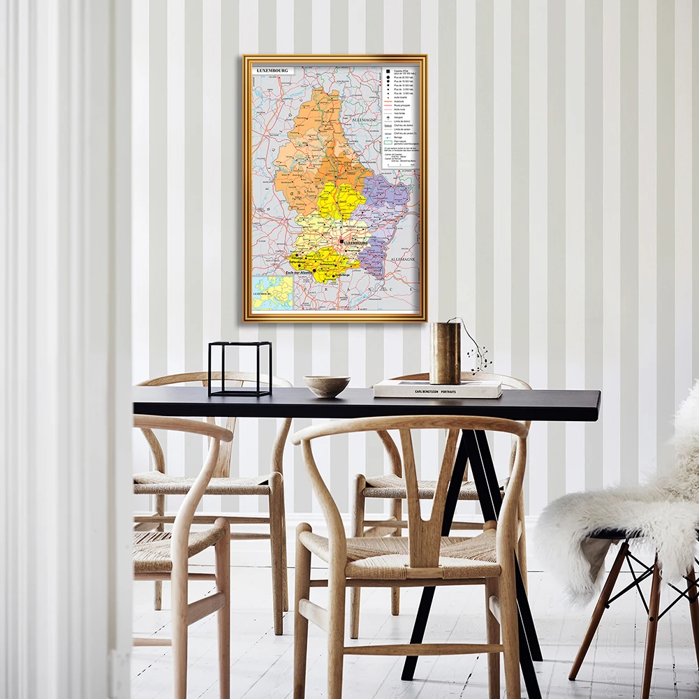 

59*84cm Transportation Map of The Luxembourg In French Wall Art Poster Canvas Painting Home Decoration School Supplies