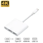 KEBIDU USBC 3,1 конвертер USB C Type-USB 3,0HDMI-совместимыйType C Женский зарядное устройство адаптер кабель 4K 1080P для Macbook