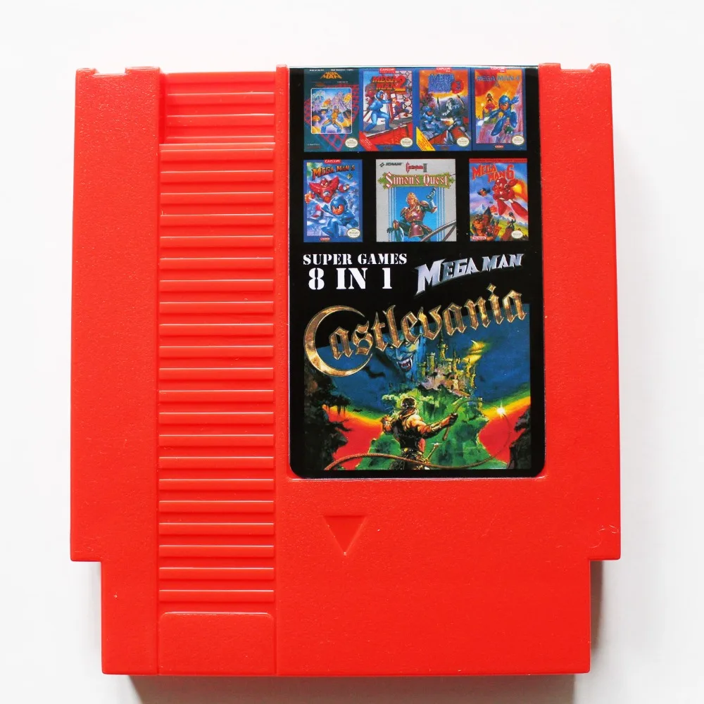 Новейшая Карманная игровая карта 8 в 1 Mega man 1/2/3/4/5/6 + Castlevania 1/2 72 Pin для битной игровой