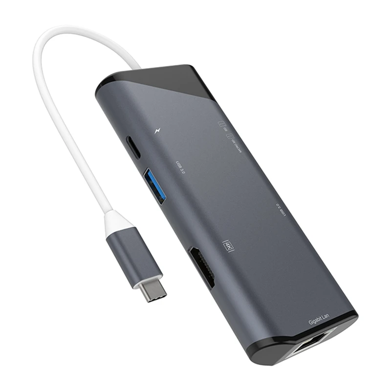 Концентратор Type C конвертер Hdmi + гигабитный сетевой кабель Usb зарядка Sd/Tf