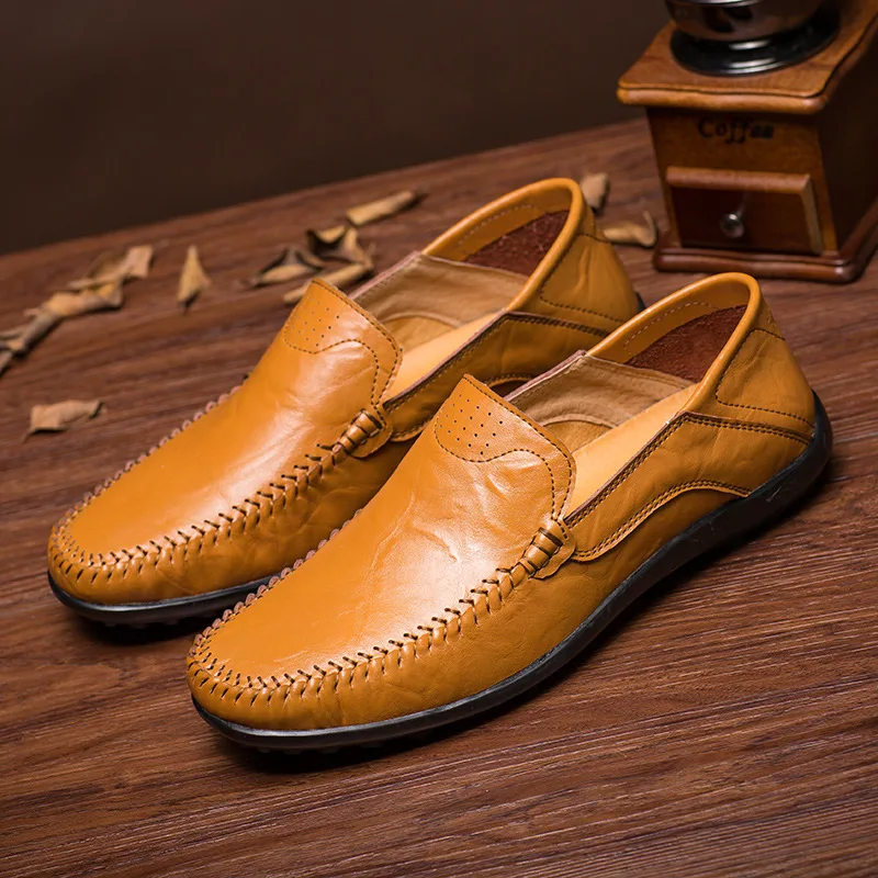

Mens Shoes Casual Luxury Brand spring Men Loafers Genuine Leather Moccasins Light Breathable Slip on Boat Shoes Zapatos Hombre