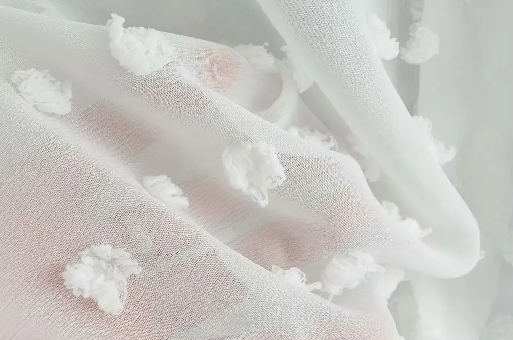 Новинка Женская Осенняя белая/Синяя Прозрачная сетчатая блузка в горошек