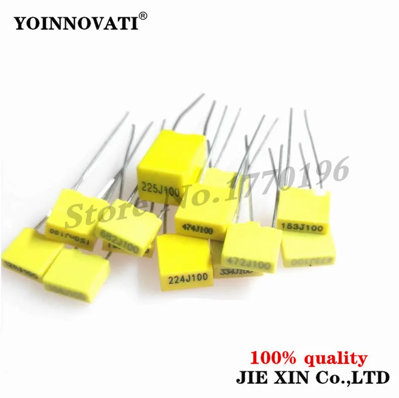 100 шт. полипропиленовая защитная пленка Пластик 100V 1nF ~ 470nF 100nf 220nf 10nf 47nf 22nf 1nf 0 47 мкФ 1 конденсатор