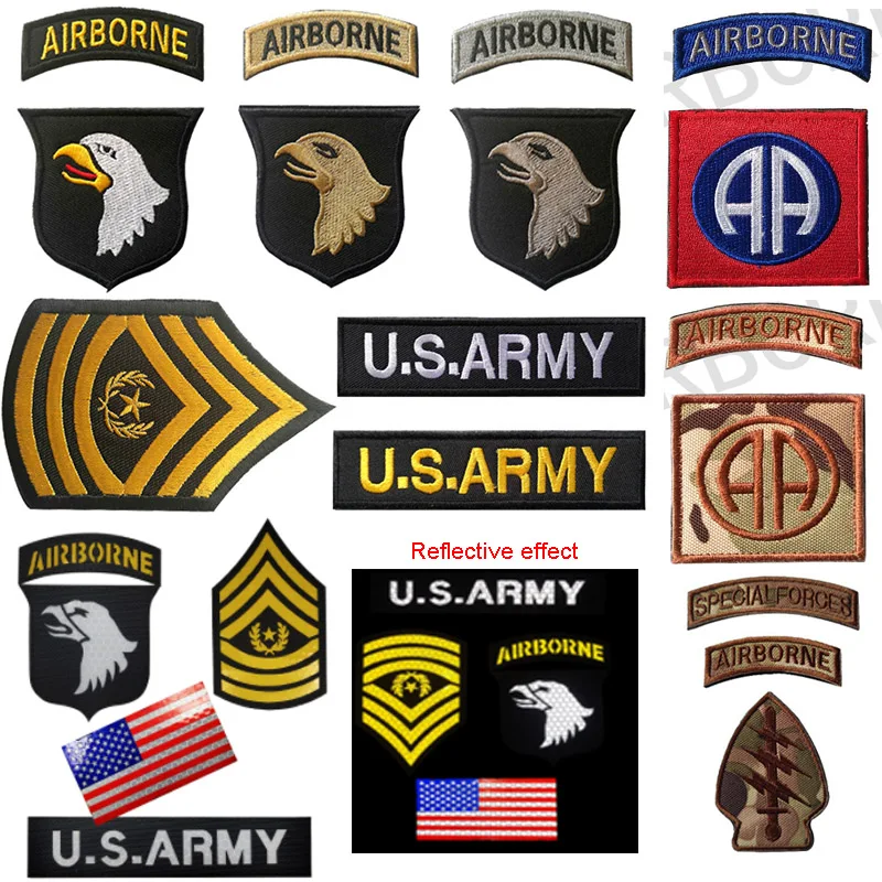 

101st Airborne Division Hook&loop Patch Badges Embroidered Applique Shoulder Screaming Eagle Badge Uniform Appliques Armband