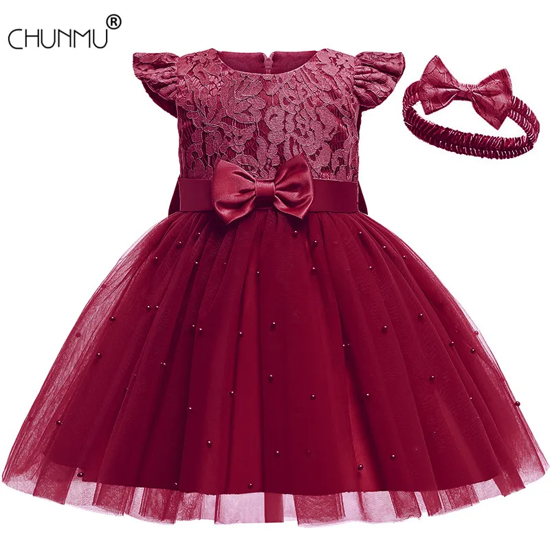 

Платье для младенцев кружевное платье принцессы с бусинами для первого дня рождения для маленьких девочек Новогоднее платье-пачка для крещ...