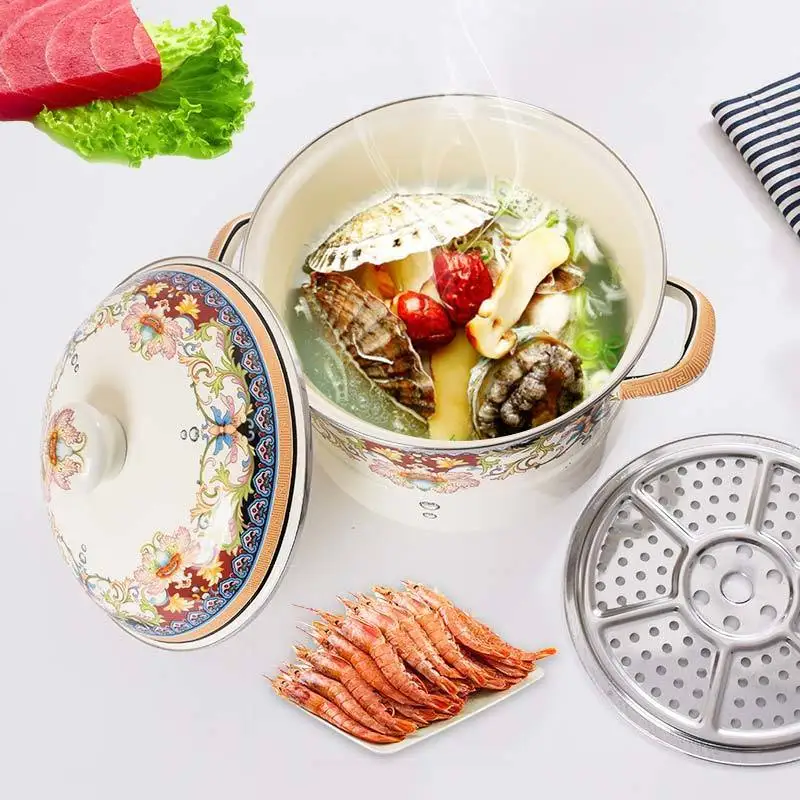 Эмалированная кастрюля эмалированная Толстая для супа с плоским дном тушения