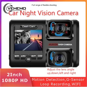 Автомобильный видеорегистратор Vehemo, 1080P, Wi-Fi, G-датчик, датчик движения, датчик движения, 360 