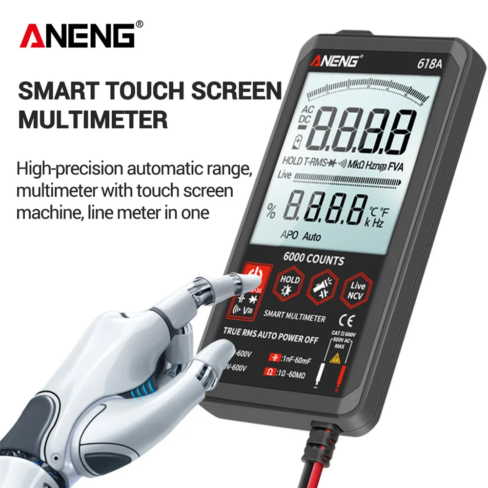 ANENG 618A Цифровой мультиметр Профессиональный Smart Touch DC Аналоговый True RMS