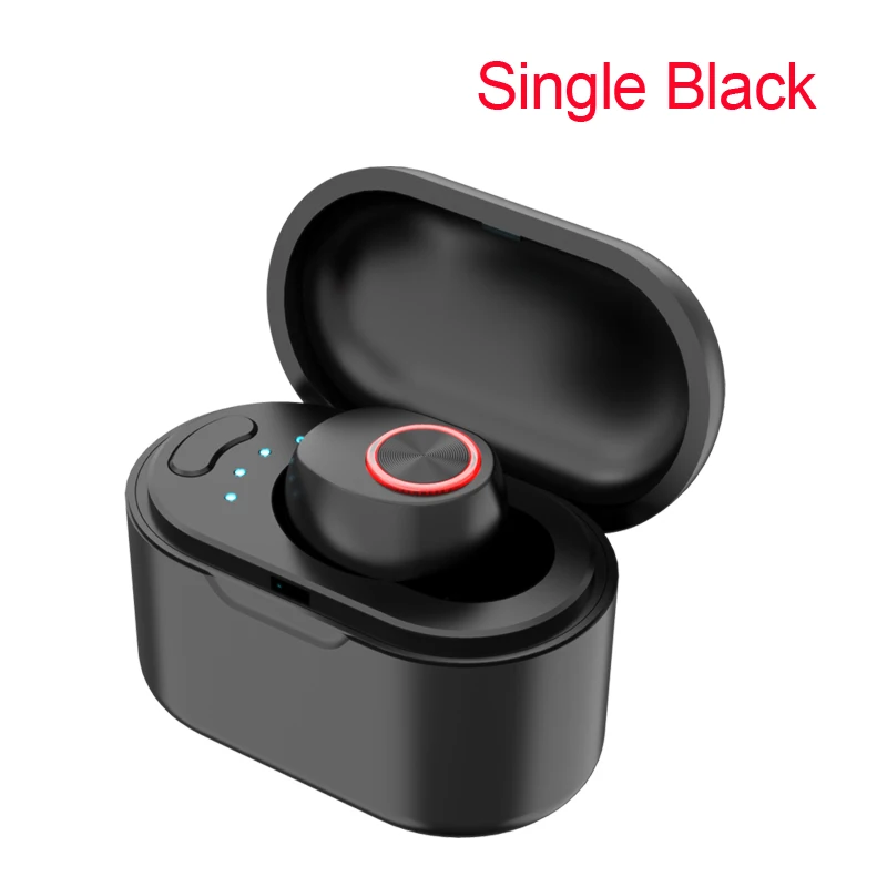 Single black TWS Bluetooth Беспроводной наушники Шум шумоподавления громкой связи Bluetooth гарнитура для Беспроводной гарнитура стерео Hi-Fi наушники с зарядный Чехол для мобильного телефона - Цвет: Single black