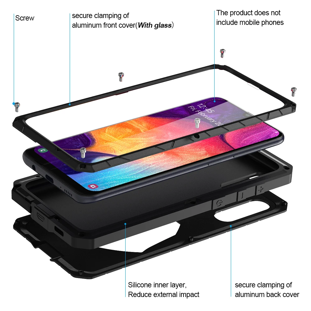 Для samsung Galaxy A30s A51 чехол для телефона жесткий алюминиевый металлический Закаленное стекло Защитная крышка для экрана сверхмощная защита A71 крышка