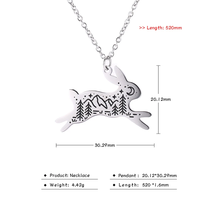 Myshape 316L золото серебро Нержавеющая сталь лес дверь пейзаж Кролик Птица медведь Орел лиса волк ожерелье для женщин мужчин ювелирные изделия