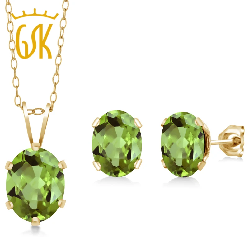 GemStoneKing позолоченный серебряный набор украшений для женщин 2 75 карат Овальный