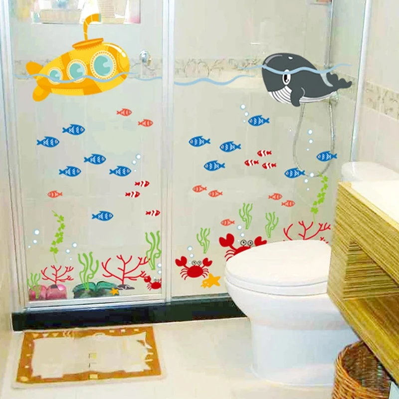 

Съемные настенные стикеры «сделай сам», Мультяшные милые наклейки на стену с морской подводной лодки, Кита, для детской комнаты, спальни, ва...