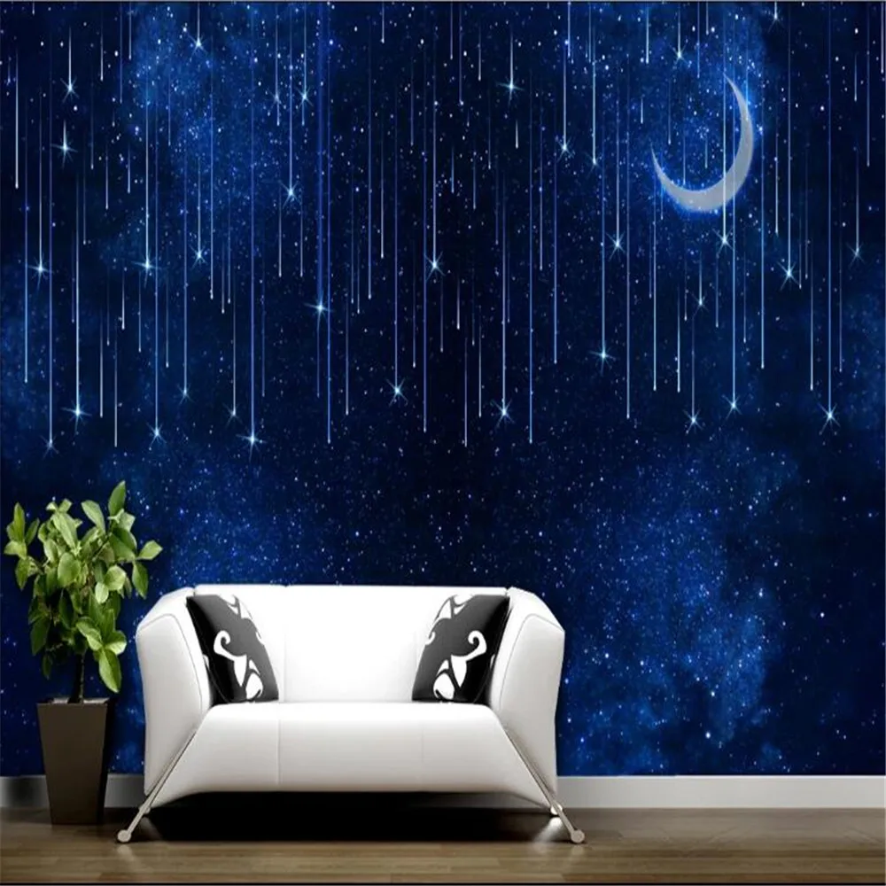 Milofi метеоритный дождь Луна ночное небо голубое звездное Вселенная космический