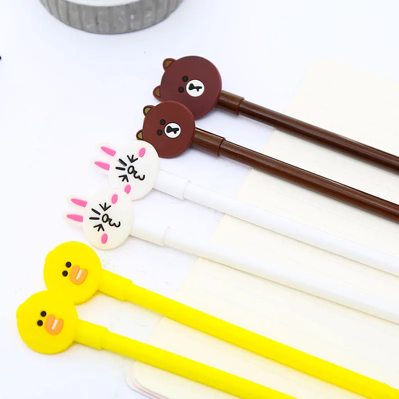 Корейский милый аниме Белый Кролик гелевая ручка Креативные Kawaii Медведь черные