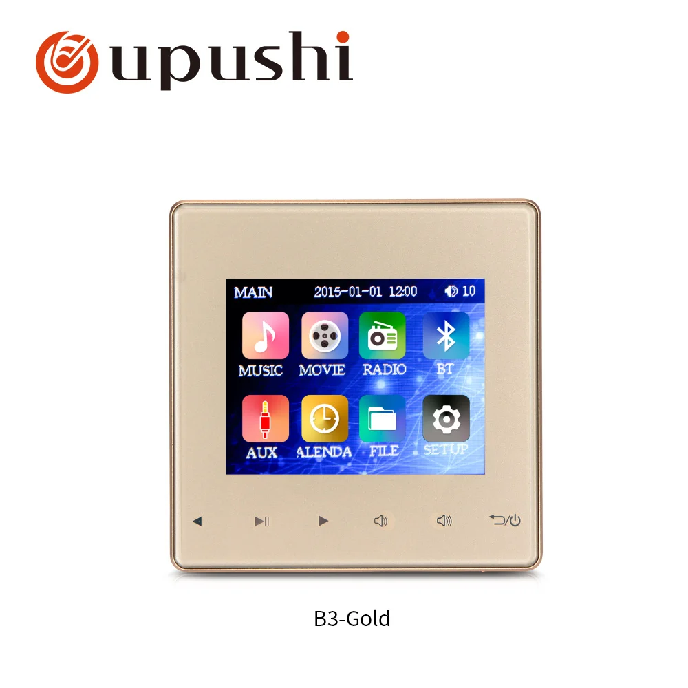 Gold Умный настенный усилитель 2*25 Вт домашний фон музыкальный усилитель с bluetooth, USB, пульт дистанционного управления для звуковой системы - Цвет: Gold