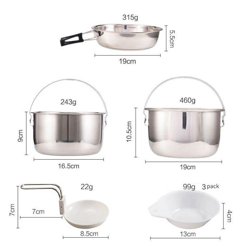 

Camping Cookware Set Stainless Steel Camping Gear Pots and Pans for Hiking Backpacking Travel Outdoor Cooking