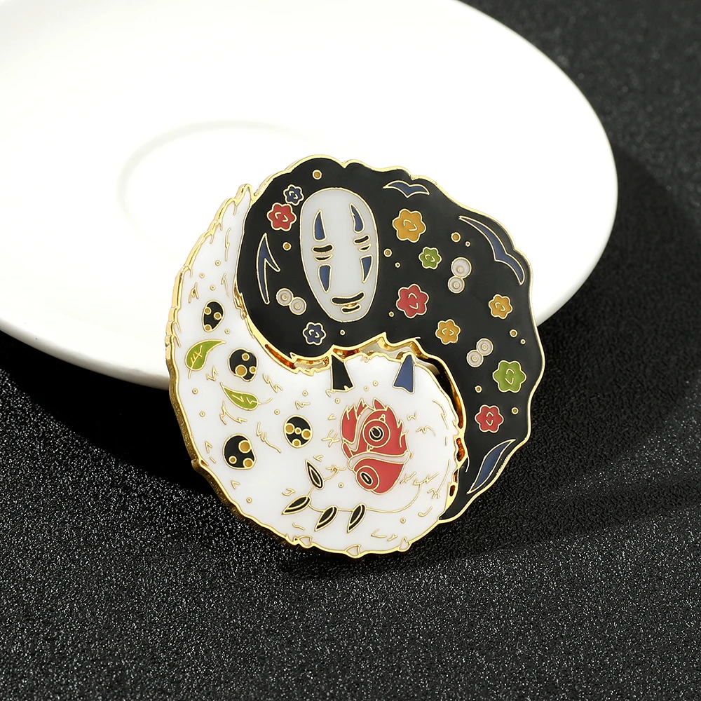 Миядзаки Хаяо нет лица мужчины Mononoke Hime брошь сплетни массив эмаль Модный круглый