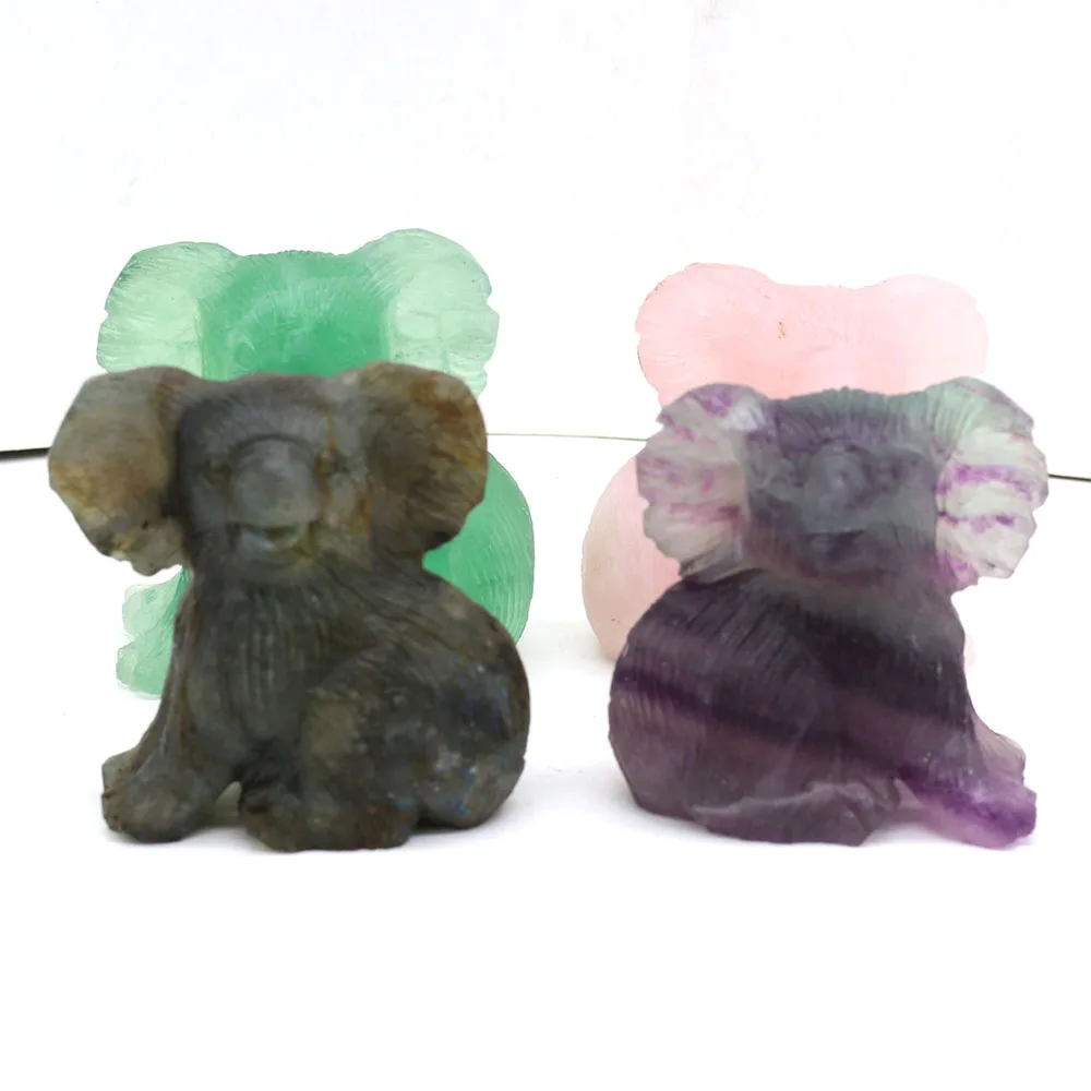 Hot Sale Natural Stone Decoration Koalas Bear Artificial Small Ornament Lucky Gift Bed-Room Garden Office Desk Mini Ornaments